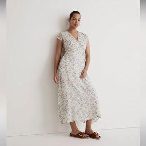 Madewell X REISTOR FLORAL WRAP MAXI DRESS IN IVORY IVY DREAMS NWT